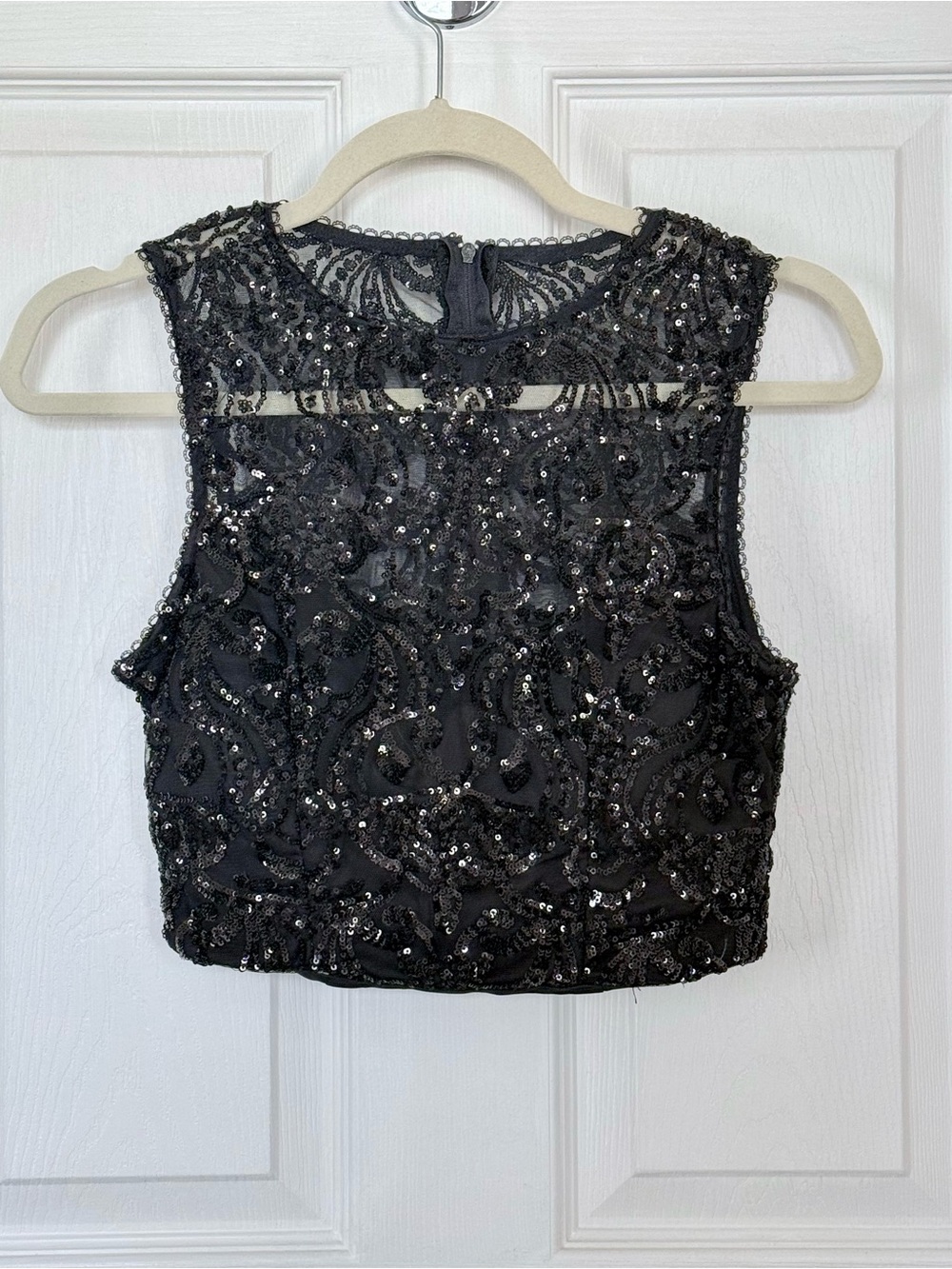 B. Darlin Black Sequin Lace Crop Top Homecoming Party Cocktail Whimsigoth